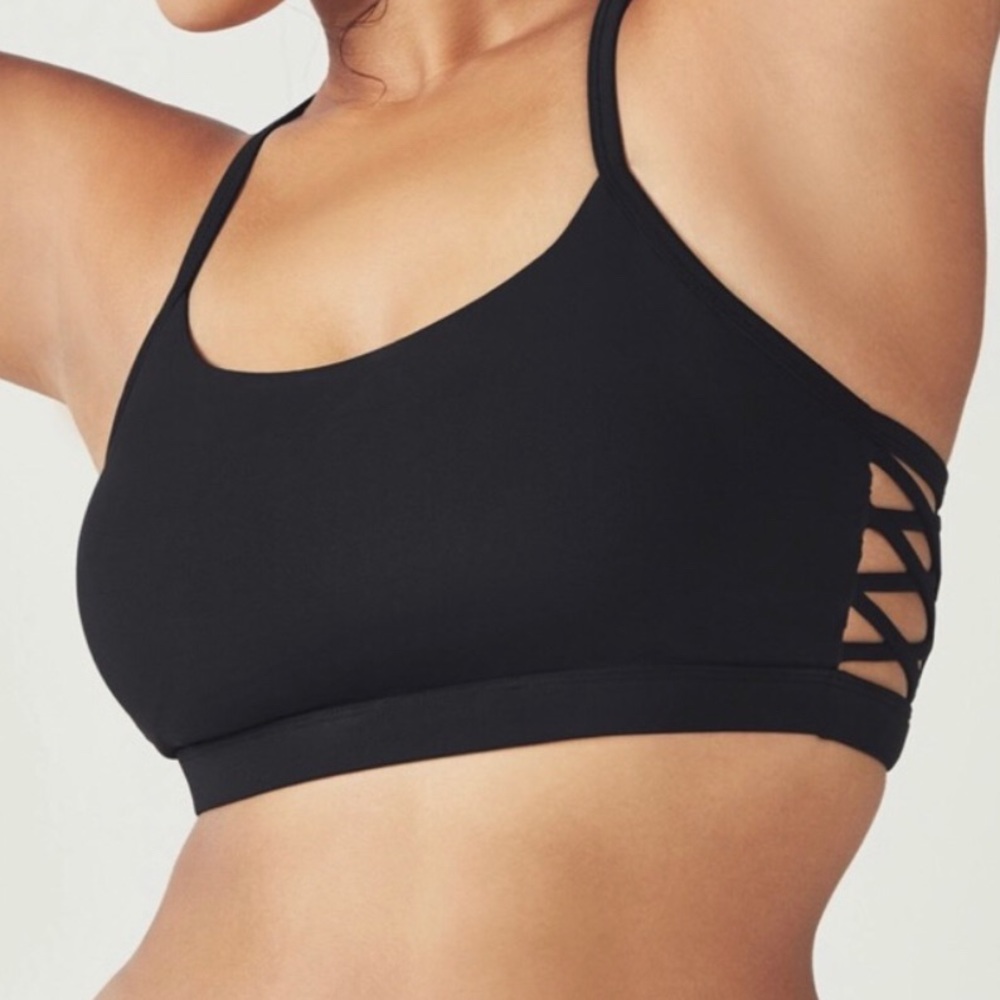 Fabletics Peri Lace-Up Sports Bra ~ Black ~ Sz Medium